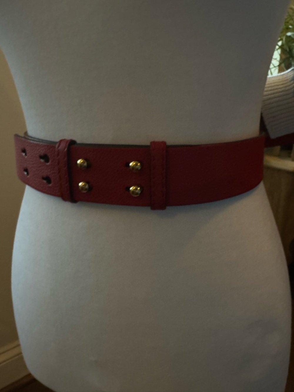 Burberry Red Pebbled Leather Belt